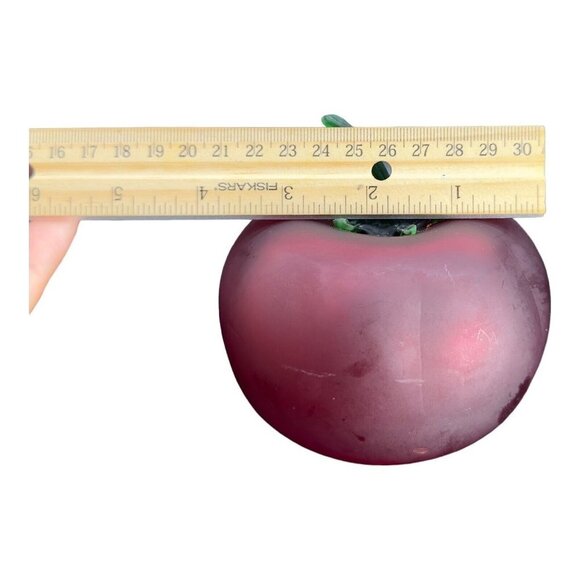 Vintage Hand Blown Large Tomato Hand Made Frosted Glass Paperweight Hollow 4”T - Picture 8 of 14